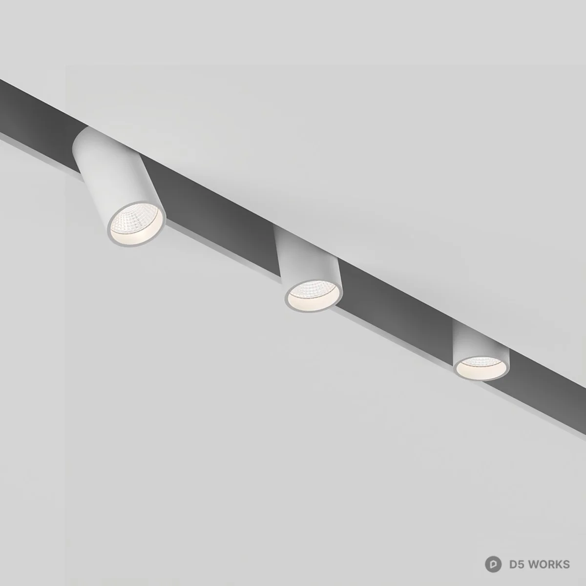 Black Track Mounted Spotlights 3d model thumbnail 2