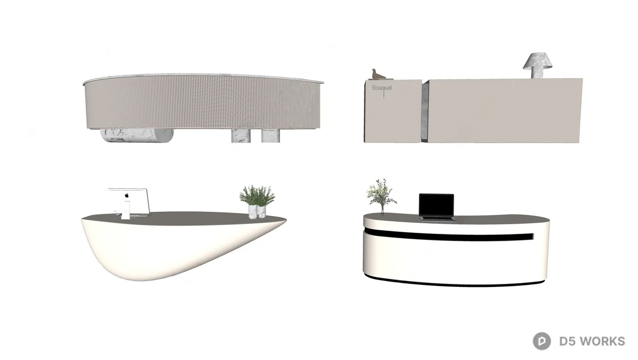 Minimalist Reception Desk 3d model thumbnail 2
