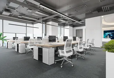 Modern Office Workspace With Open Layout 3d model