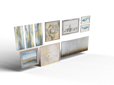 Abstract Canvas Wall Art Set 3d model