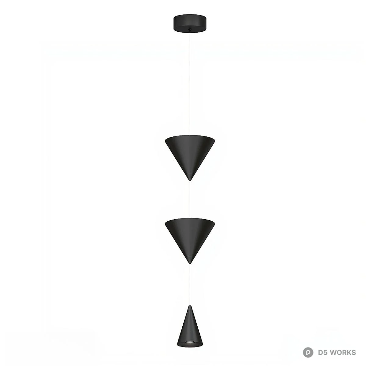 Triple Cone Minimalist Pendant Light 3d model - Image 1