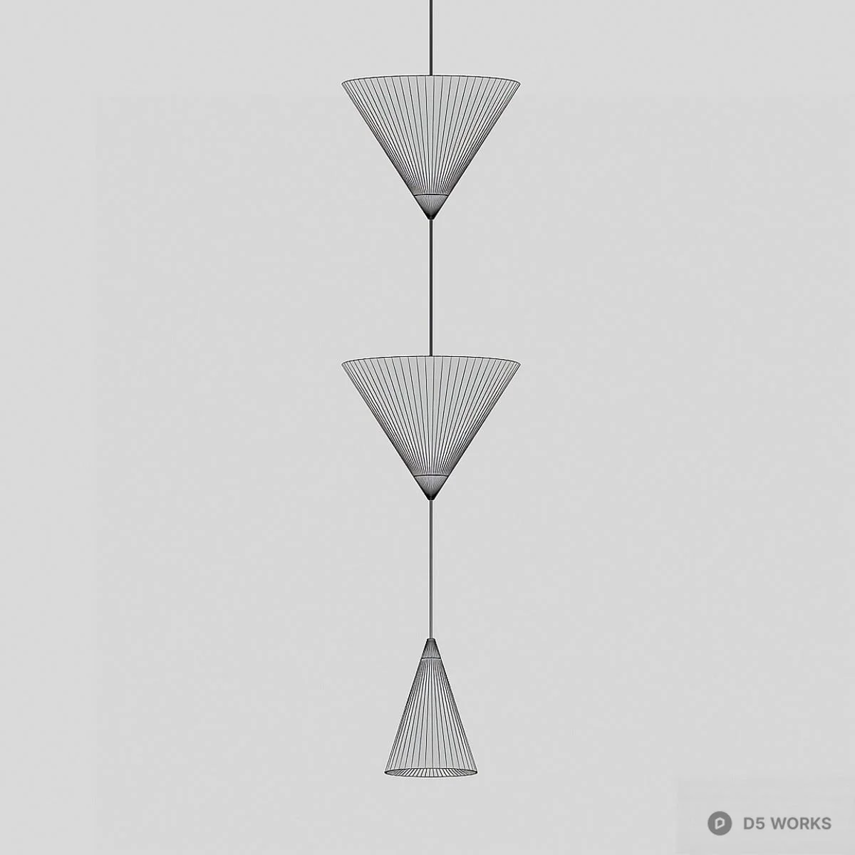 Triple Cone Minimalist Pendant Light 3d model thumbnail 2
