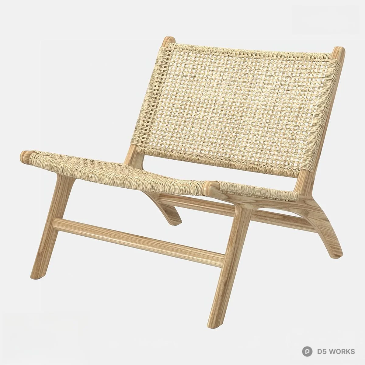 Rattan Woven Leisure Chair With Wooden Frame 3d model - Image 1
