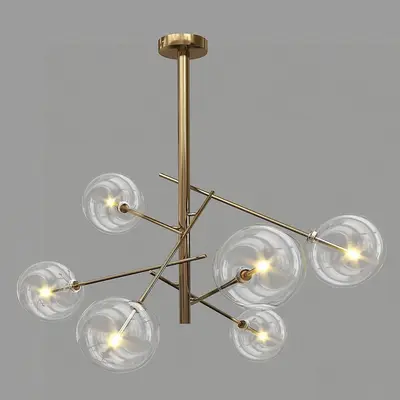 Modern Brass Chandelier With Glass Globes 3d model
