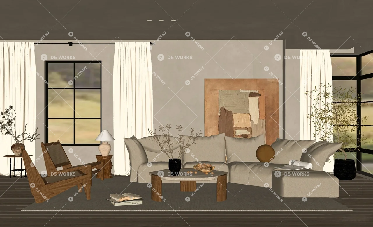 Japanese Home Living Room 3d model thumbnail 2
