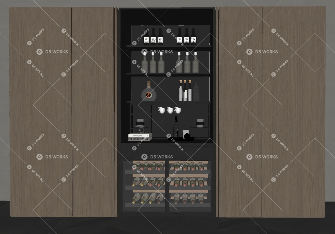 Wine Cabinet 3d model thumbnail 2