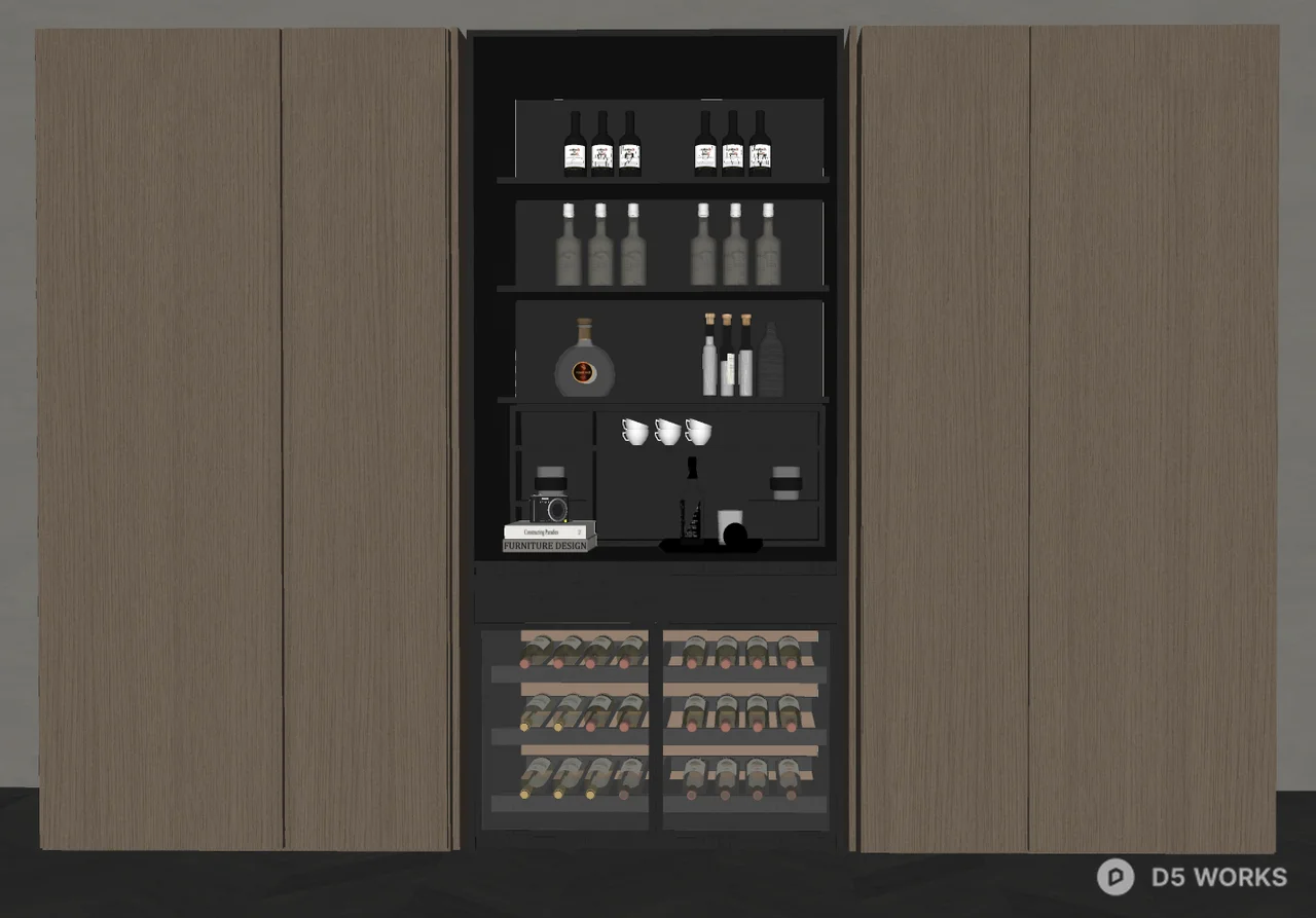 Modern Wine Cabinet With LED Lighting 3d model thumbnail 2