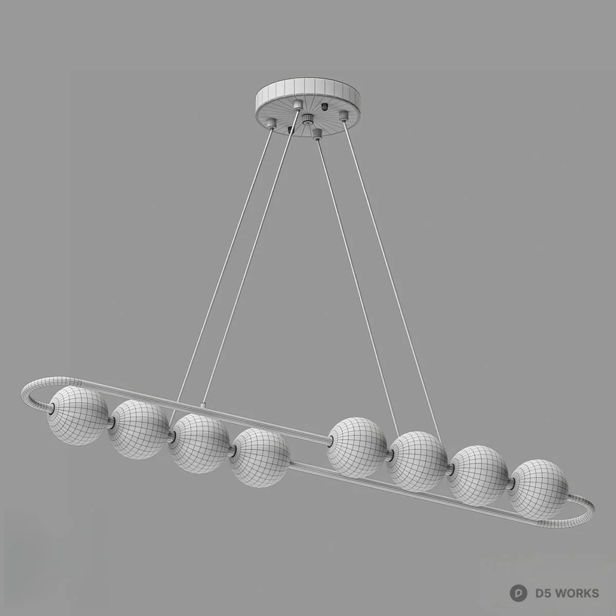 Modern Linear Spherical Chandelier 3d model thumbnail 2
