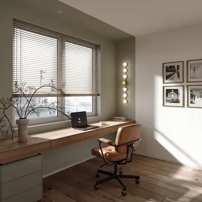Modern Minimalist Home Office With Natural Light 3d model