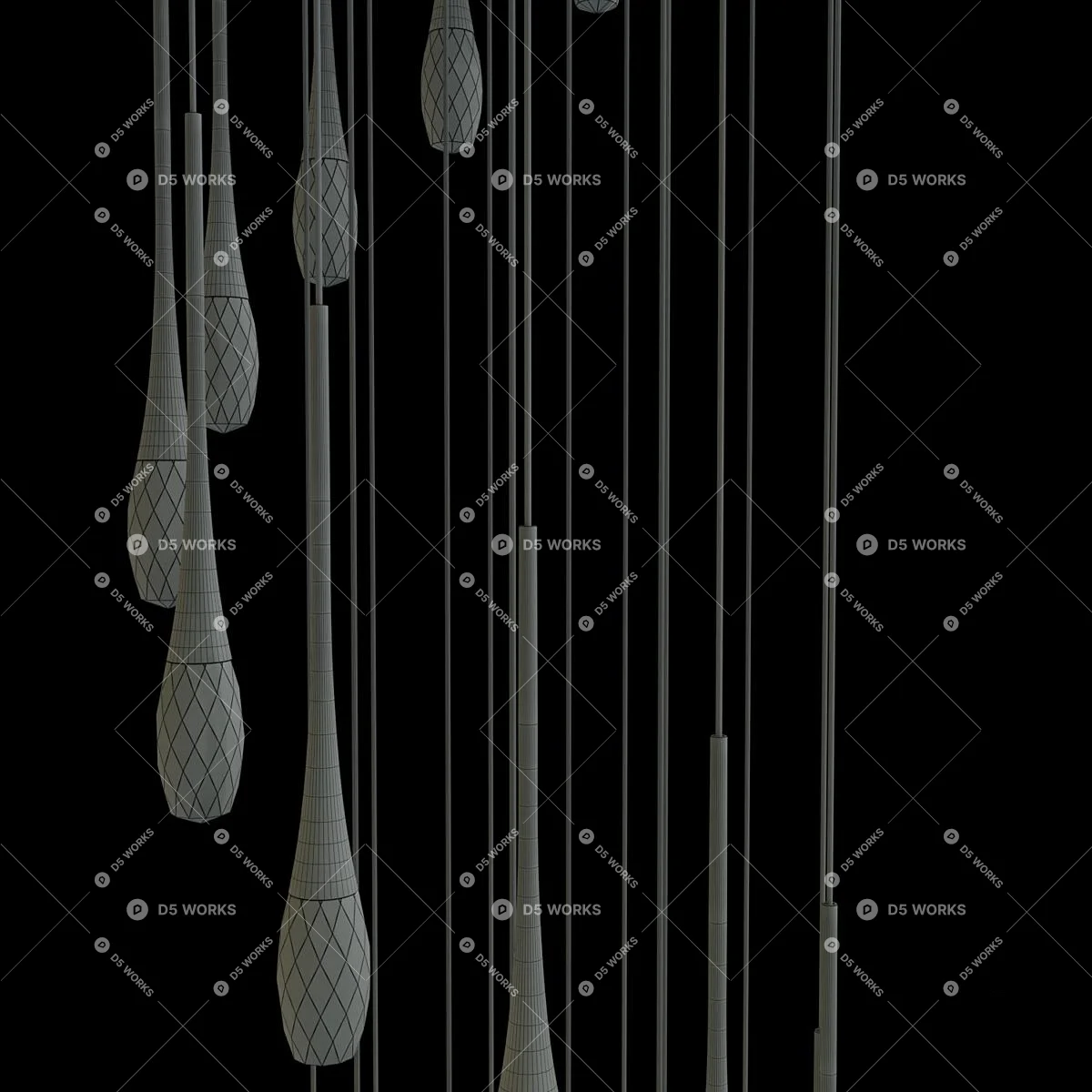 Faceted Crystal Pendant Light 3d model thumbnail 2