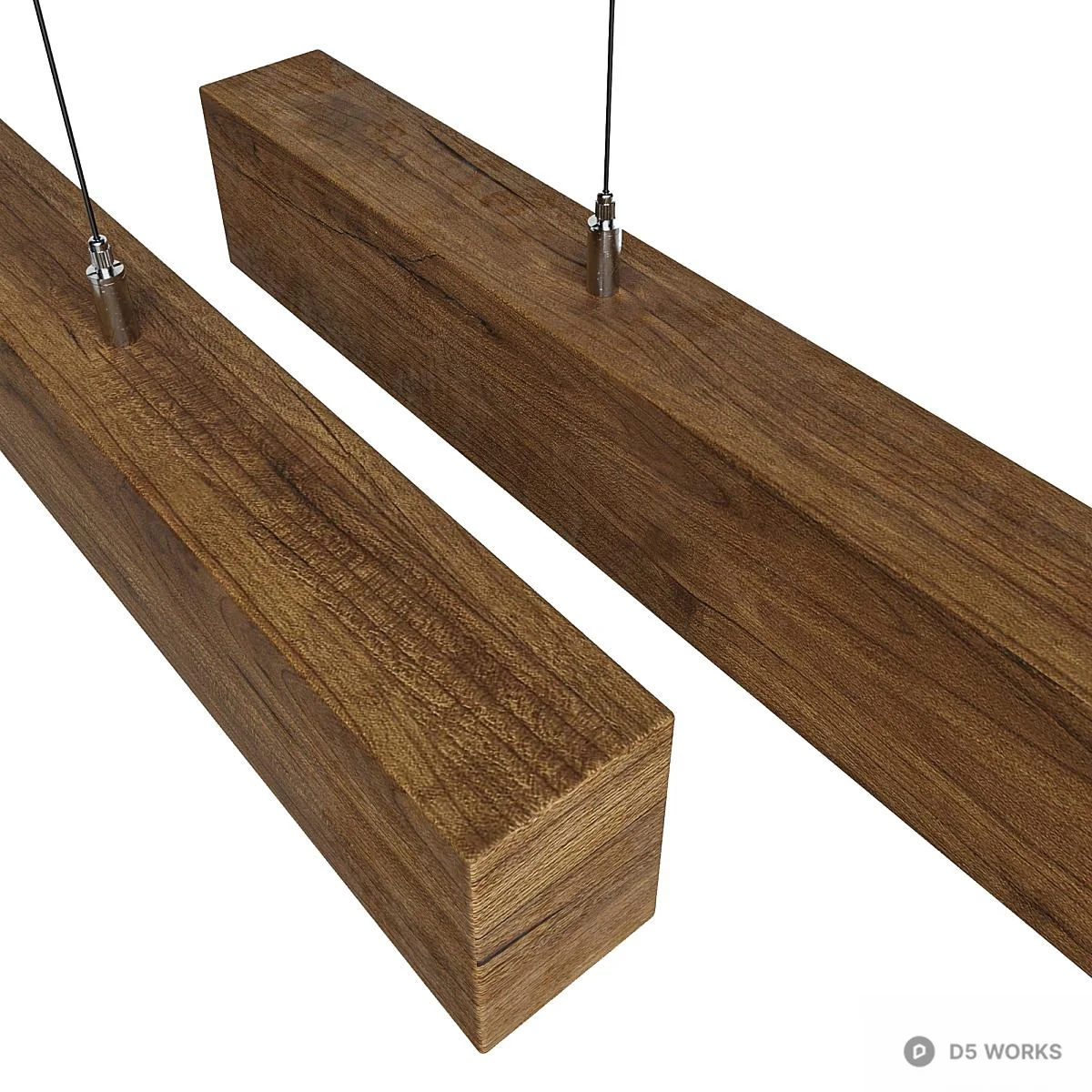 Wooden Beam Linear Pendant Light 3d model thumbnail 2