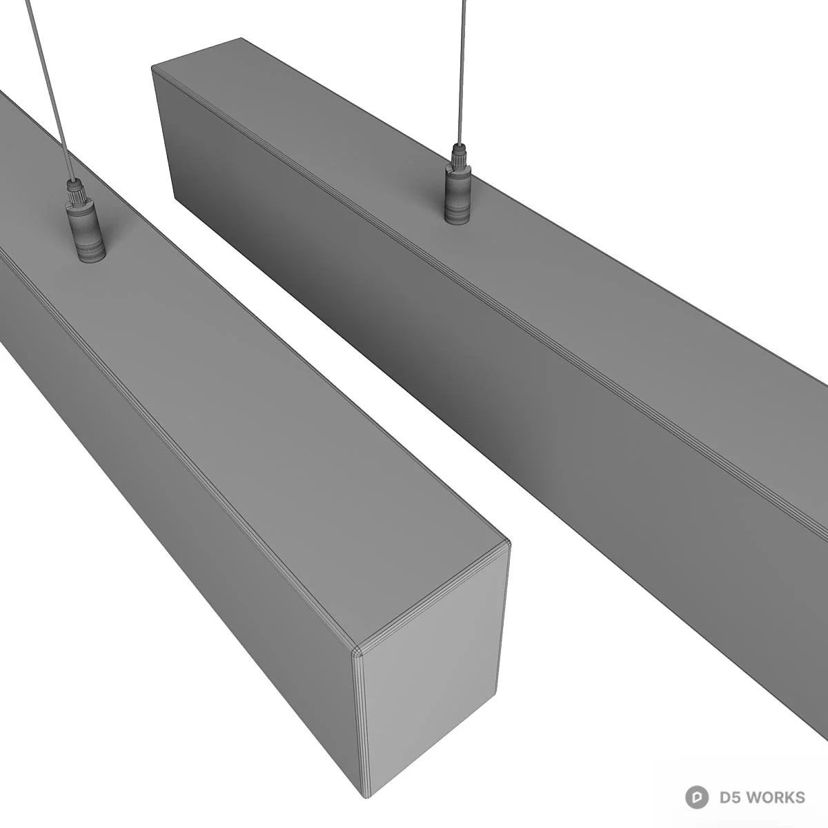 Wooden Beam Linear Pendant Light 3d model thumbnail 3