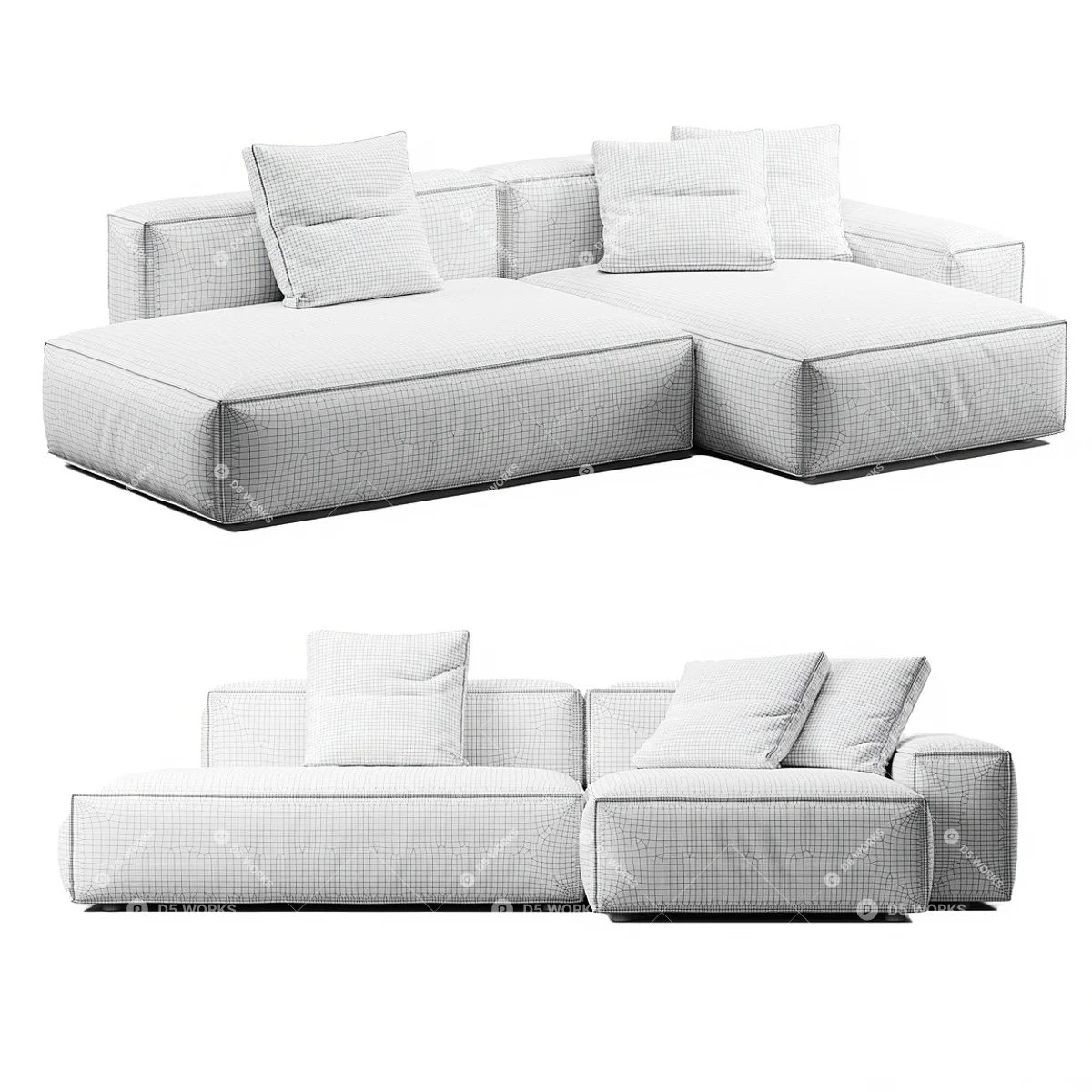 Contemporary Three-seater Sofa 3d model thumbnail 6