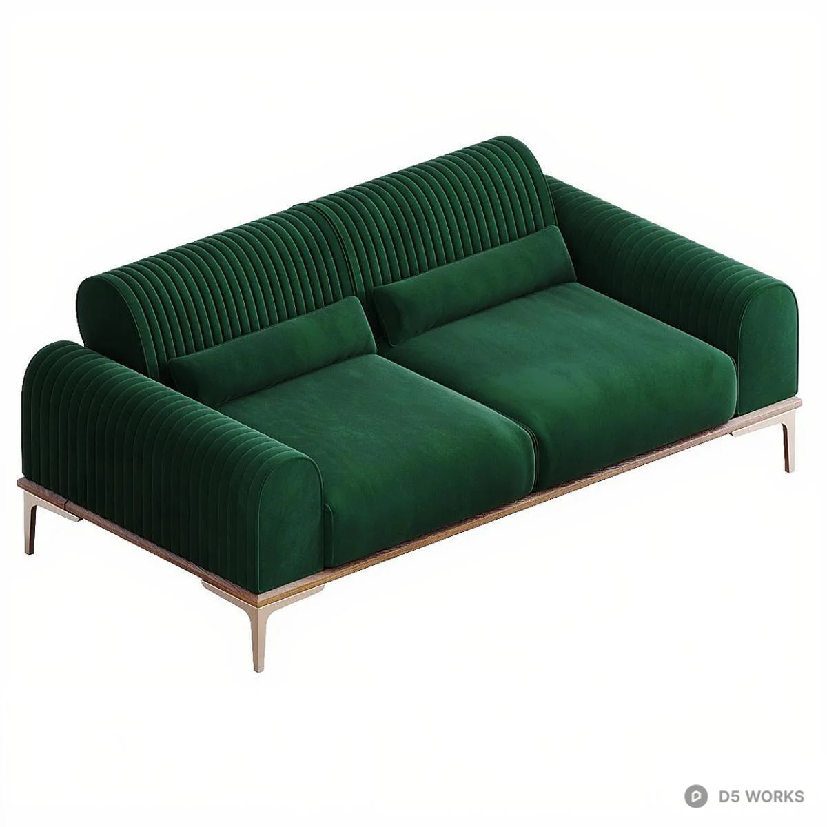 Ribbed Velvet Three-Seater Sofa 3d model thumbnail 3