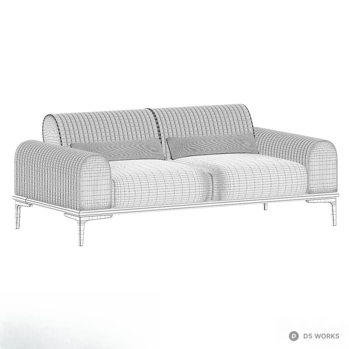 Ribbed Velvet Three-Seater Sofa 3d model thumbnail 4