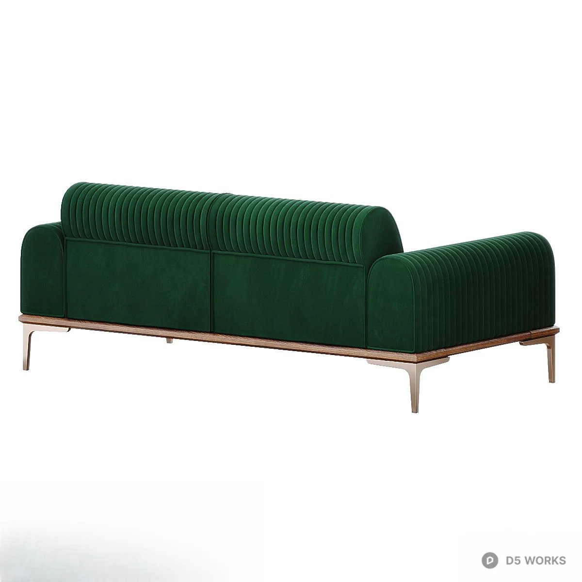 Ribbed Velvet Three-Seater Sofa 3d model thumbnail 2