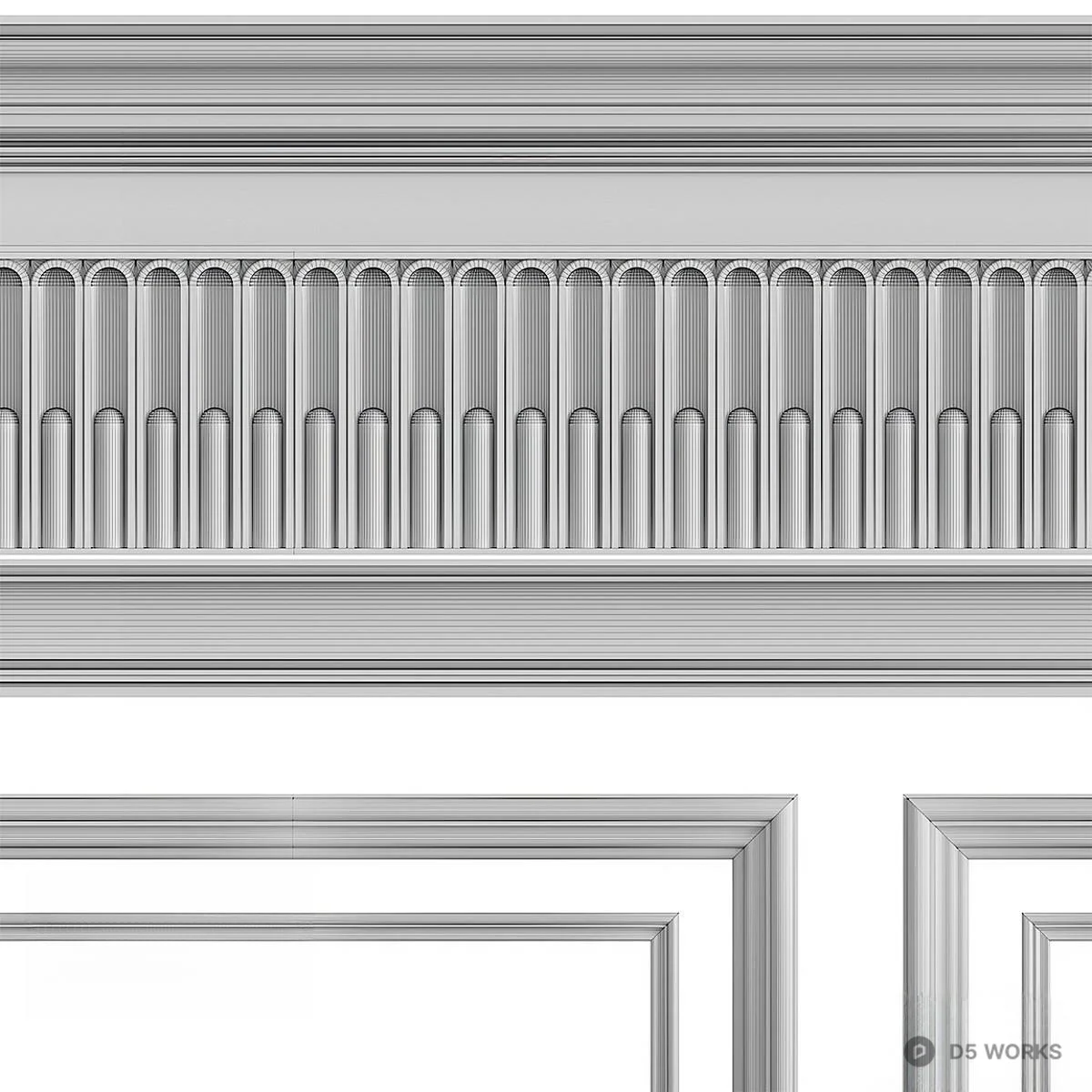 Decorative Wall Paneling With Molding 3d model thumbnail 2