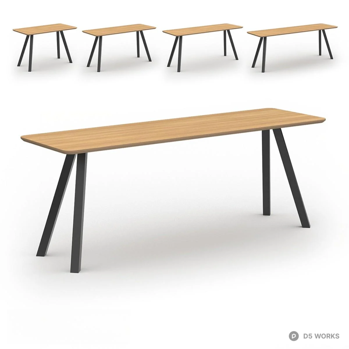 Minimalist Wood Dining Table 3d model thumbnail 2