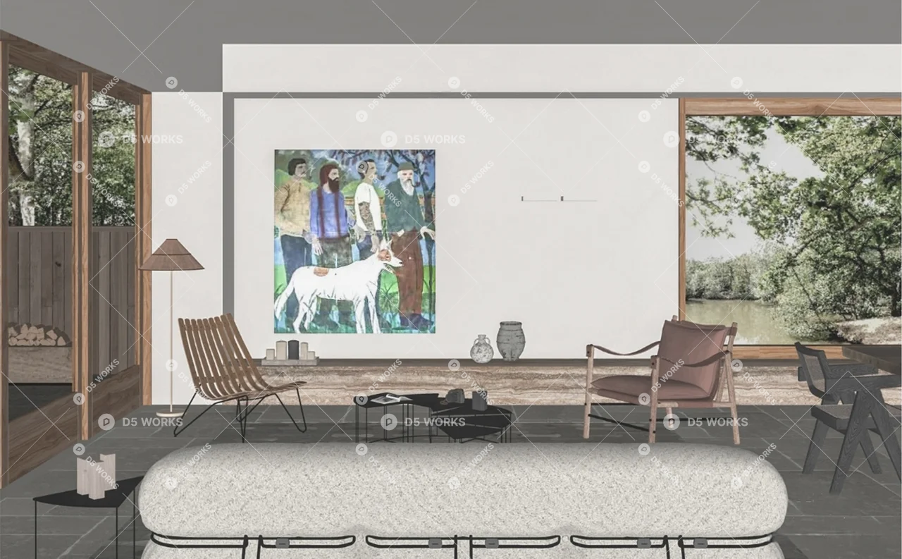 Modern Home Living Room 3d model thumbnail 2