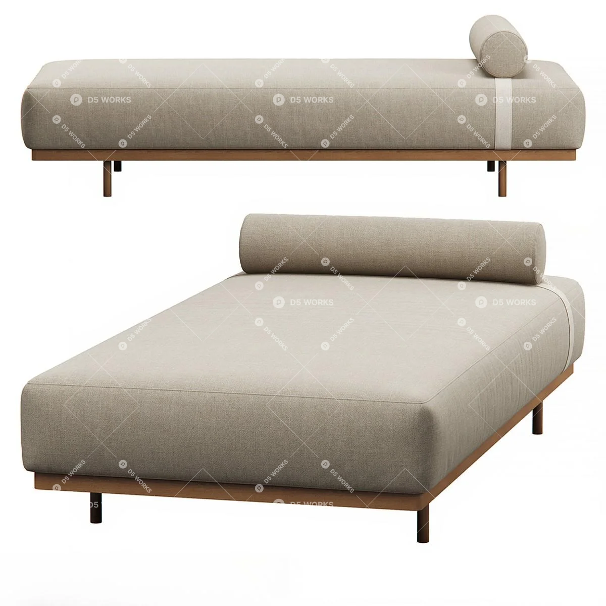 Bedroom Bench 3d model thumbnail 3