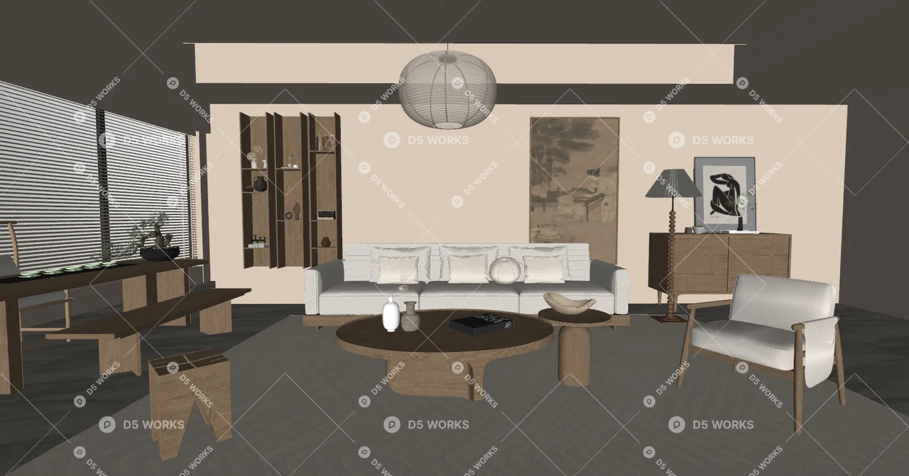 Contemporary Home Living Room 3d model thumbnail 2