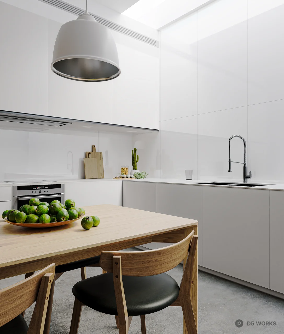 Modern Minimalist Open Kitchen with Clean White Aesthetic 3d model thumbnail 3