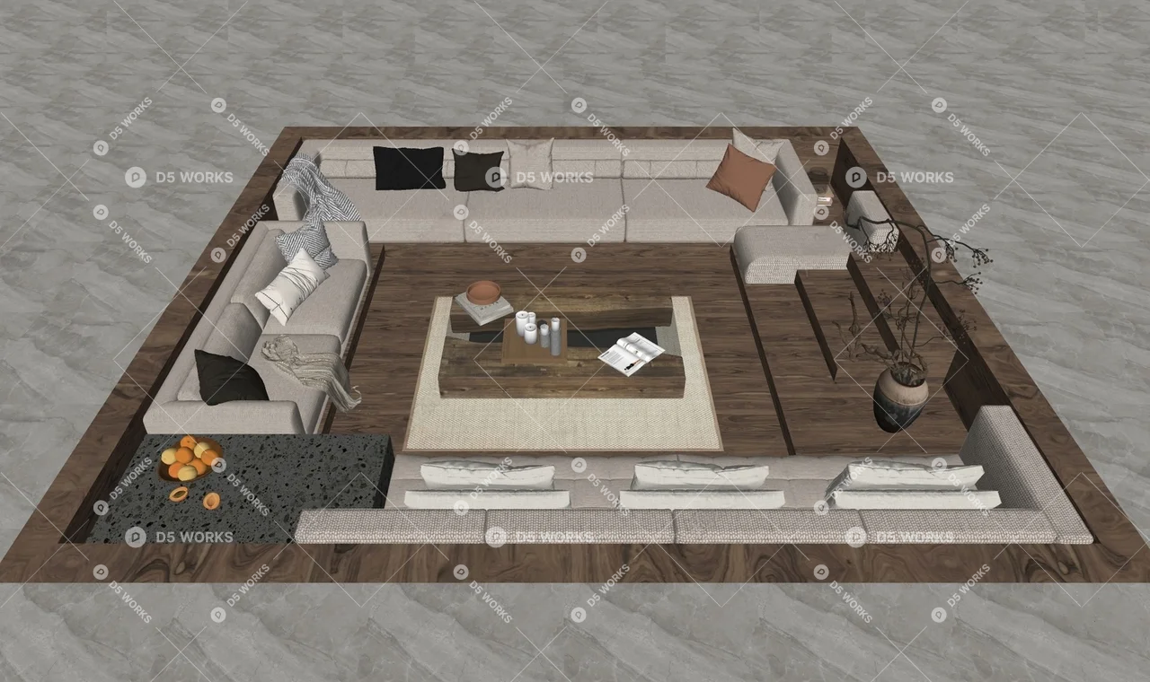 Sofa & Side Table Set 3d model thumbnail 2