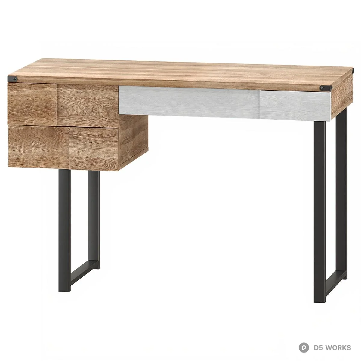 Industrial Style Wooden And Metal Study Desk 3d model - Image 1