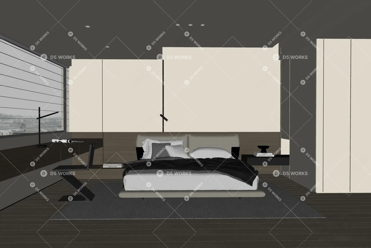 Modern Home Bedroom 3d model thumbnail 2