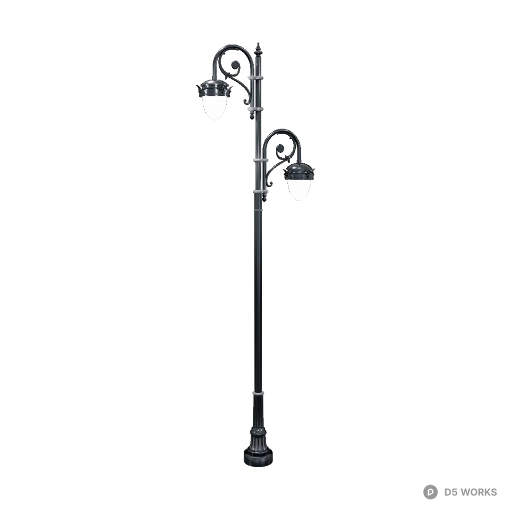 black metal double-head street lamp 3d model - Image 1
