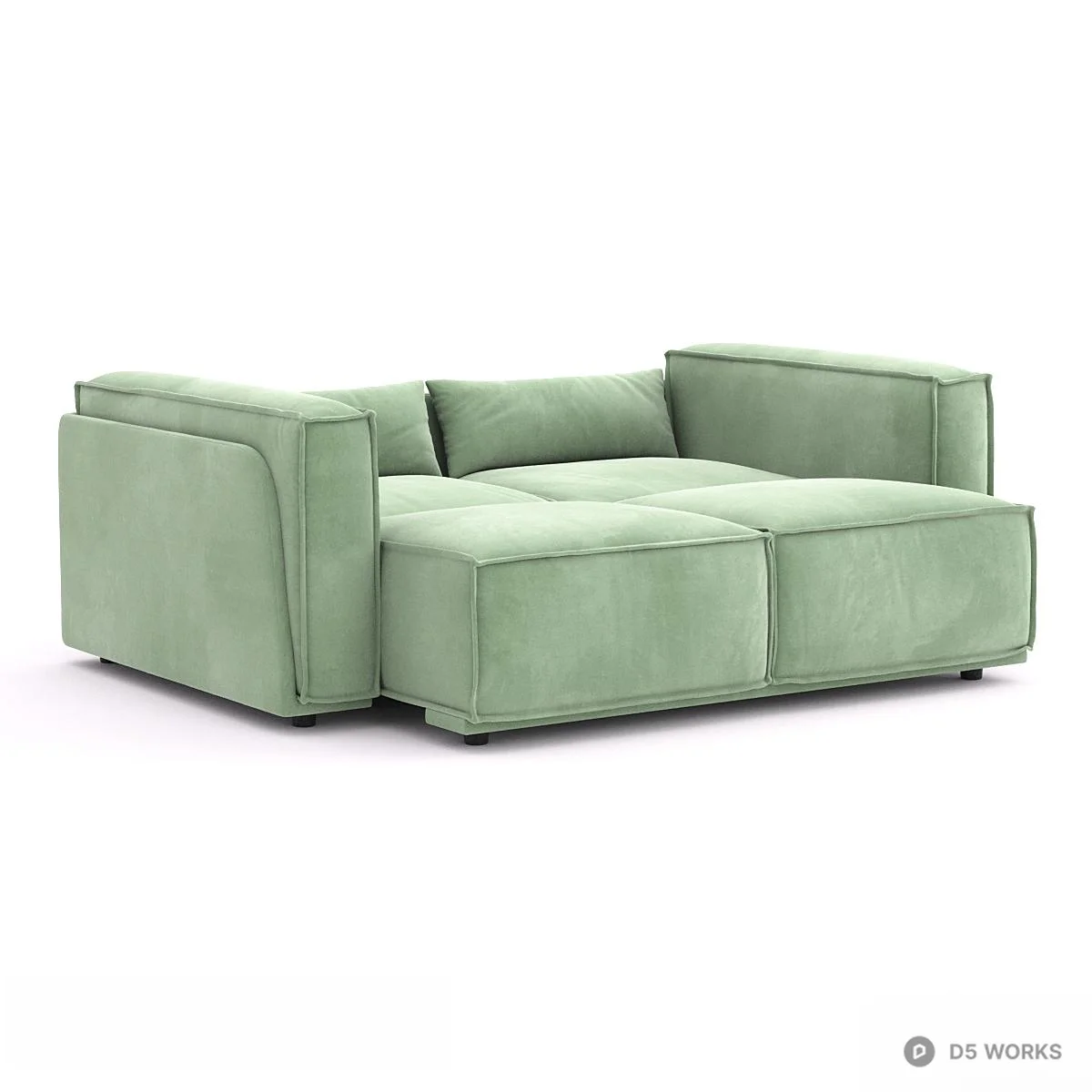 Art Deco Upholstered Double Bed 3d model thumbnail 4