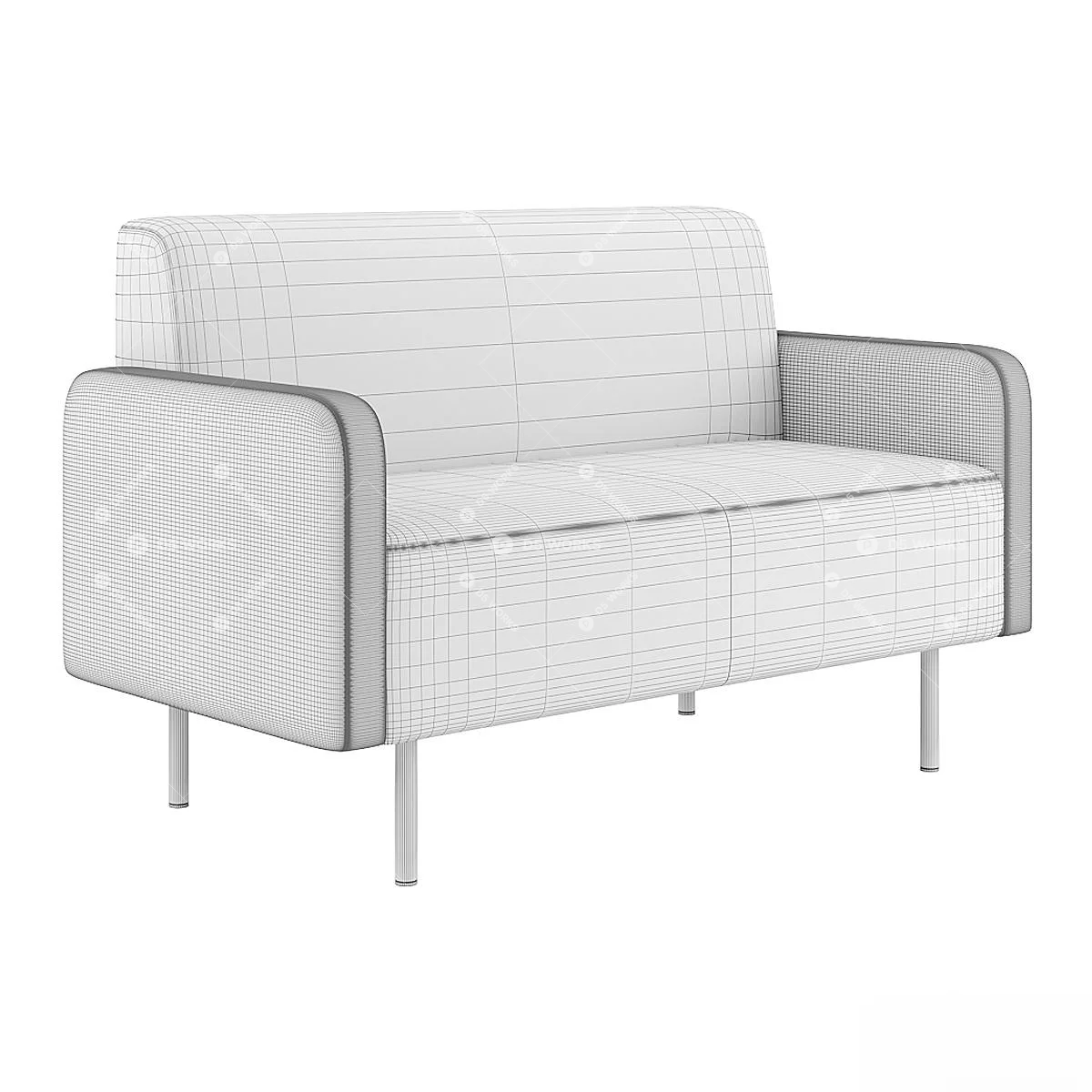 Modern Two-seater Sofa 3d model thumbnail 4