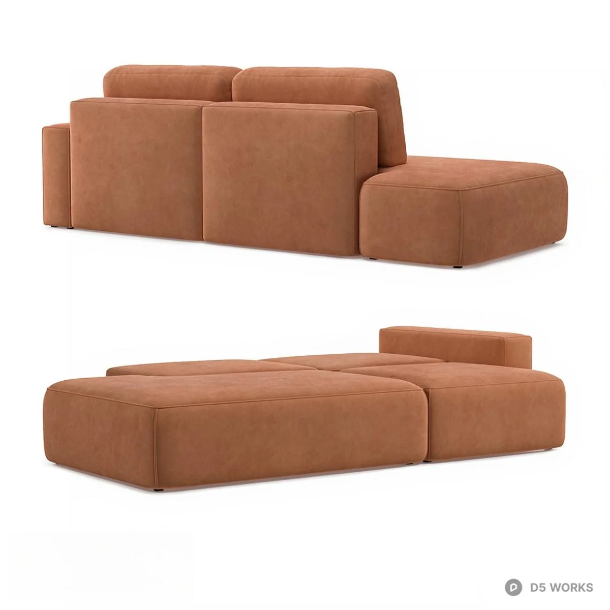 Terracotta Modular Sectional Sofa 3d model thumbnail 2