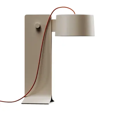 Minimalist Metal Table Lamp With Red Cord 3d model