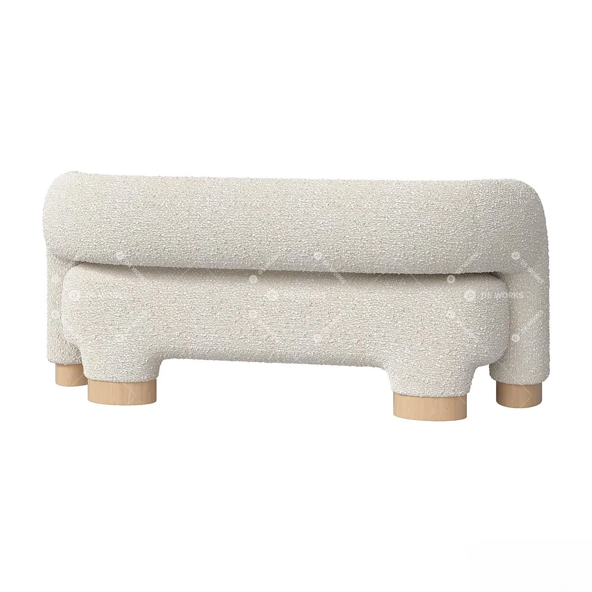 Organic Modern Three-seater Sofa 3d model thumbnail 2