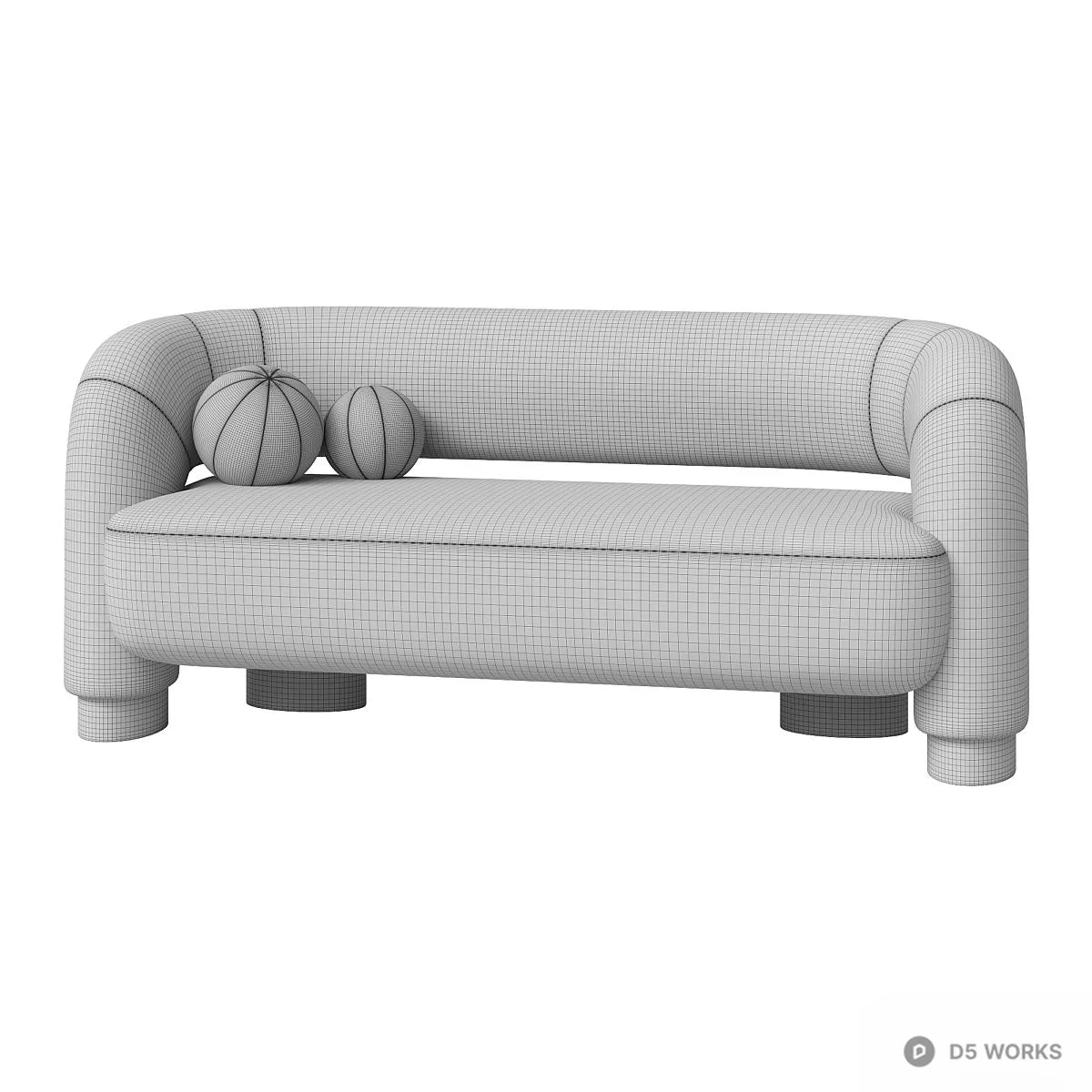 Textured Fabric Three Seater Sofa 3d model thumbnail 3