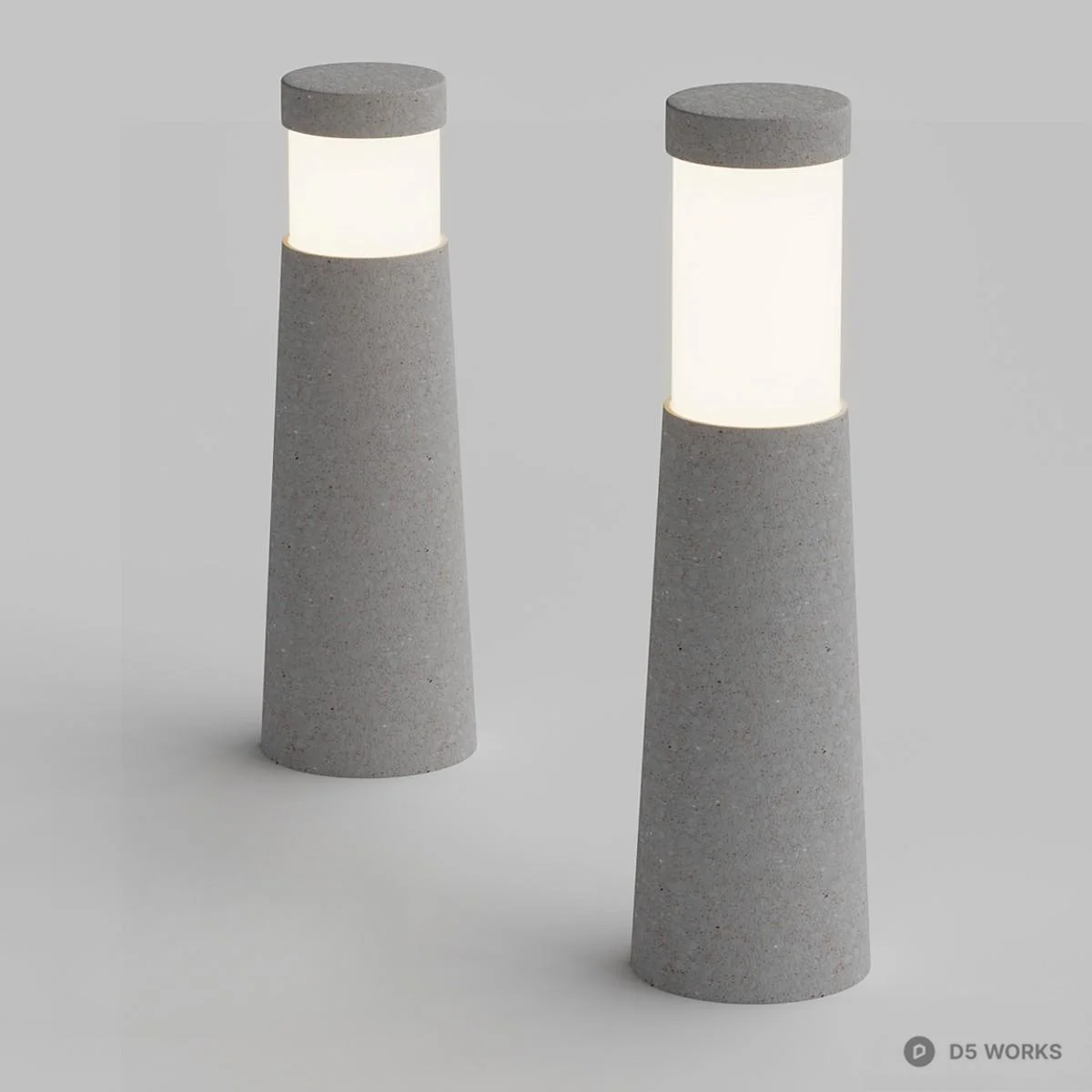 Concrete Outdoor Bollard Light 3d model thumbnail 2