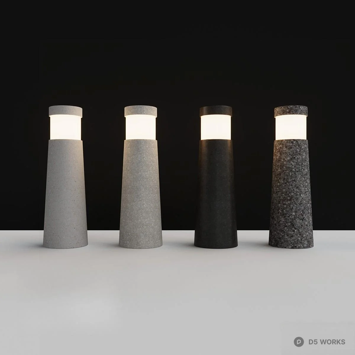 Concrete Outdoor Bollard Light 3d model thumbnail 3