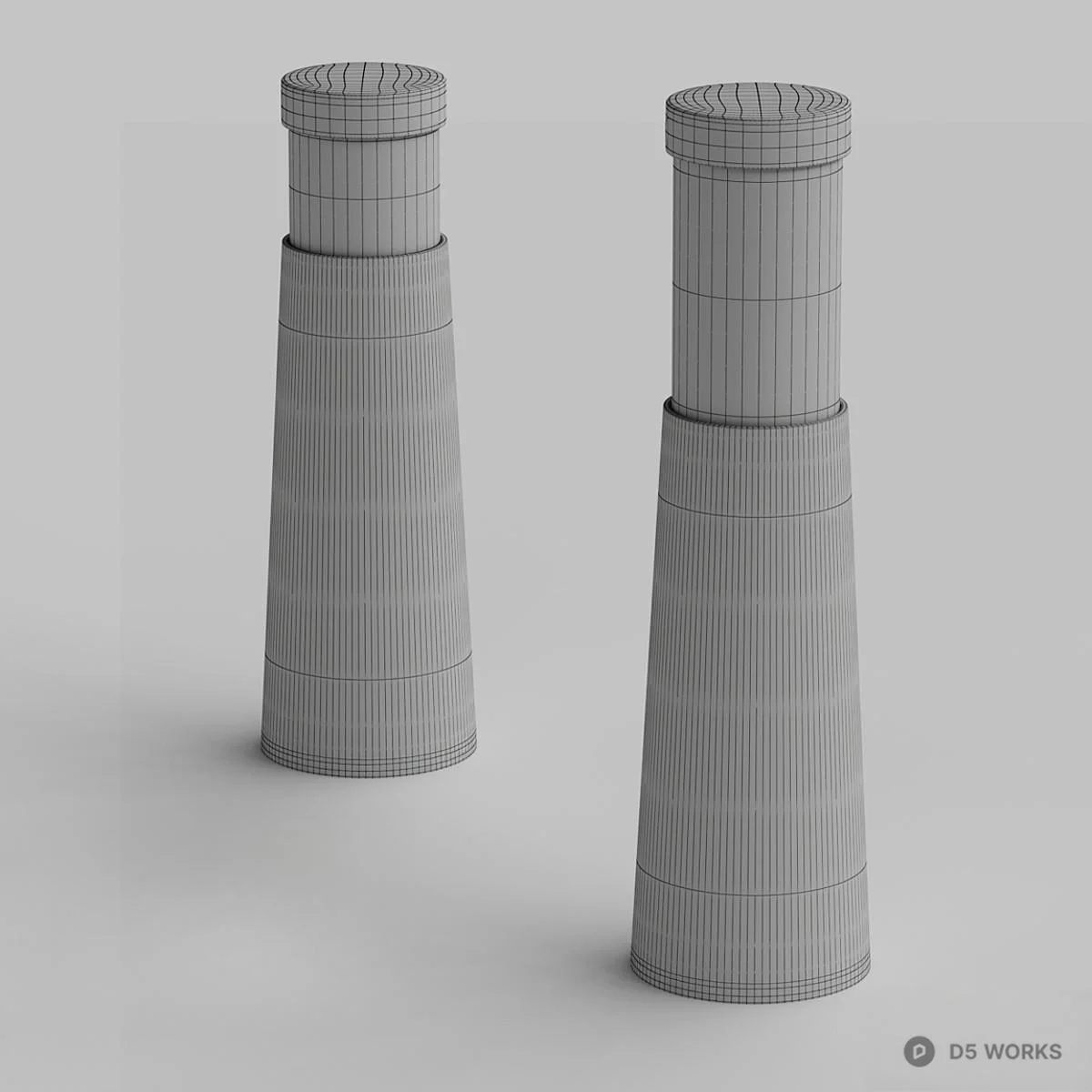 Concrete Outdoor Bollard Light 3d model thumbnail 4