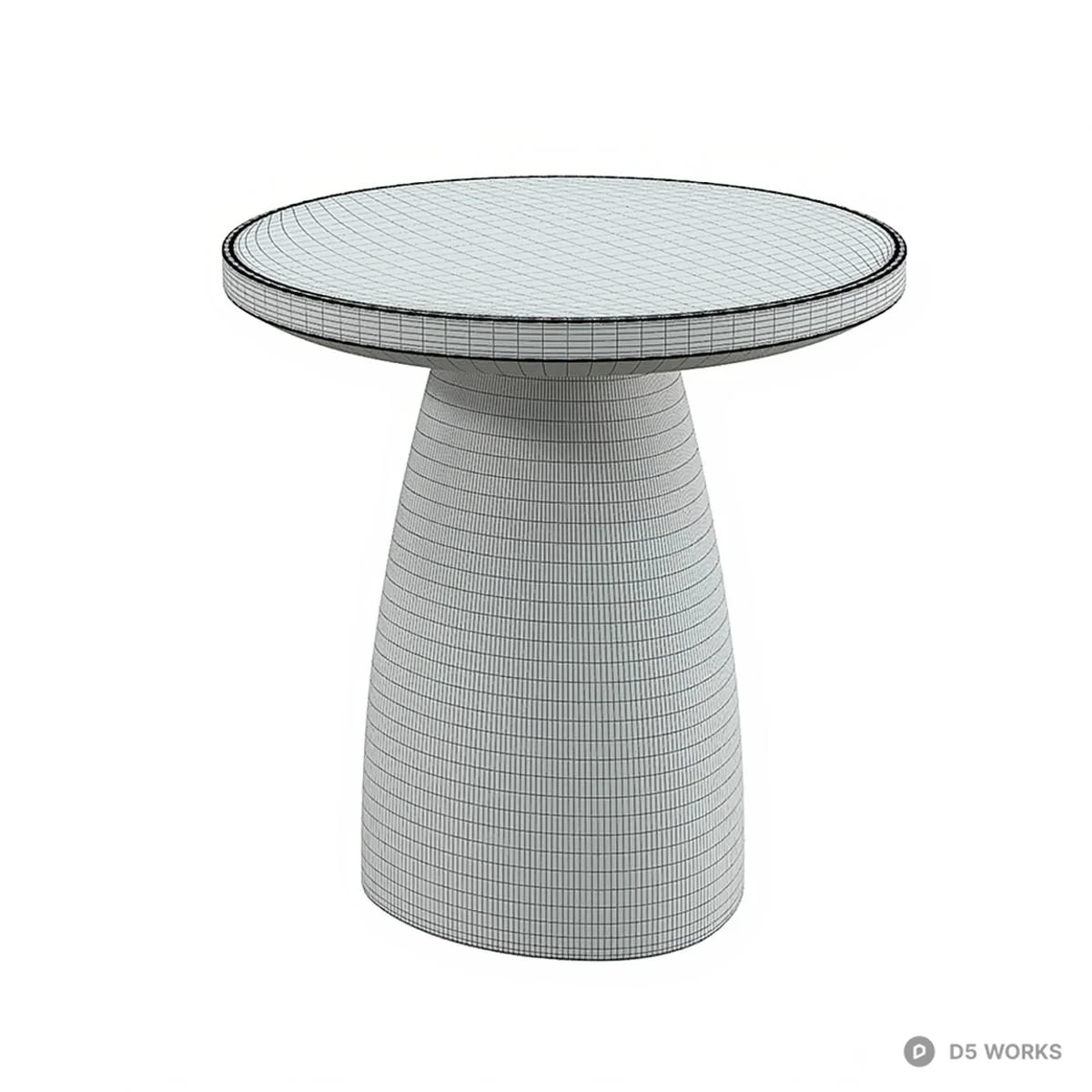 Marble Top Pedestal Side Table 3d model thumbnail 2