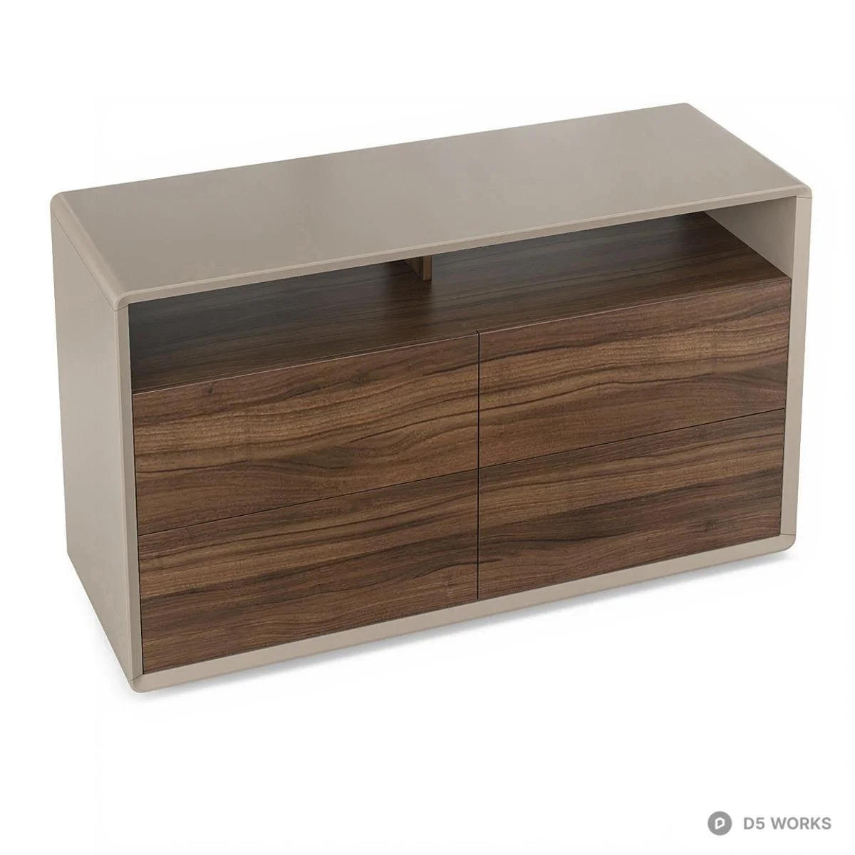 Minimalist Wood Grain TV Cabinet 3d model thumbnail 2