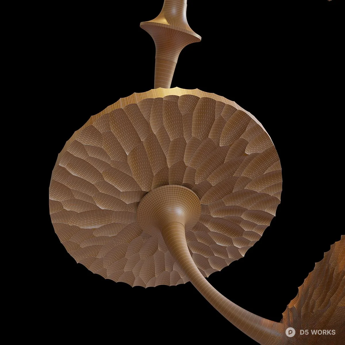 Artistic Glass Disc Chandelier With Gold Frame 3d model thumbnail 3