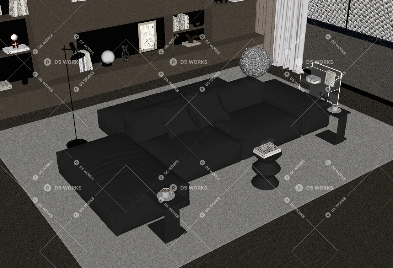 Modern Sofa & Side Table Set 3d model thumbnail 2