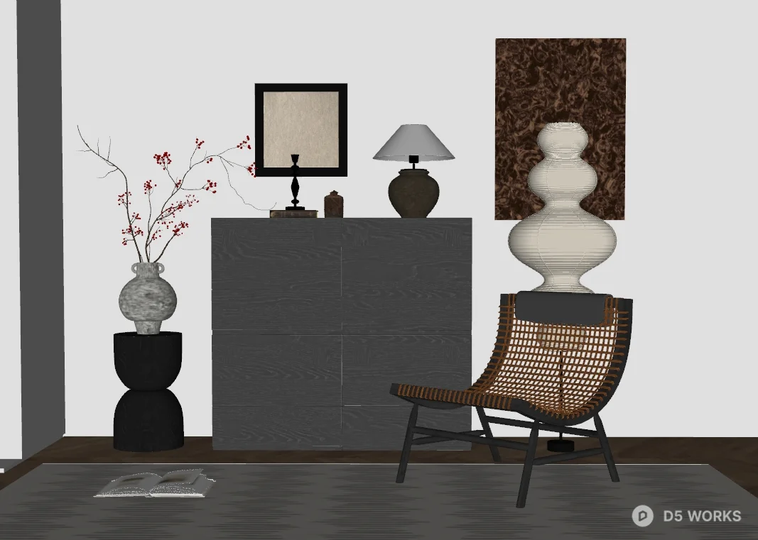 Minimalist Black Side Cabinet 3d model thumbnail 2