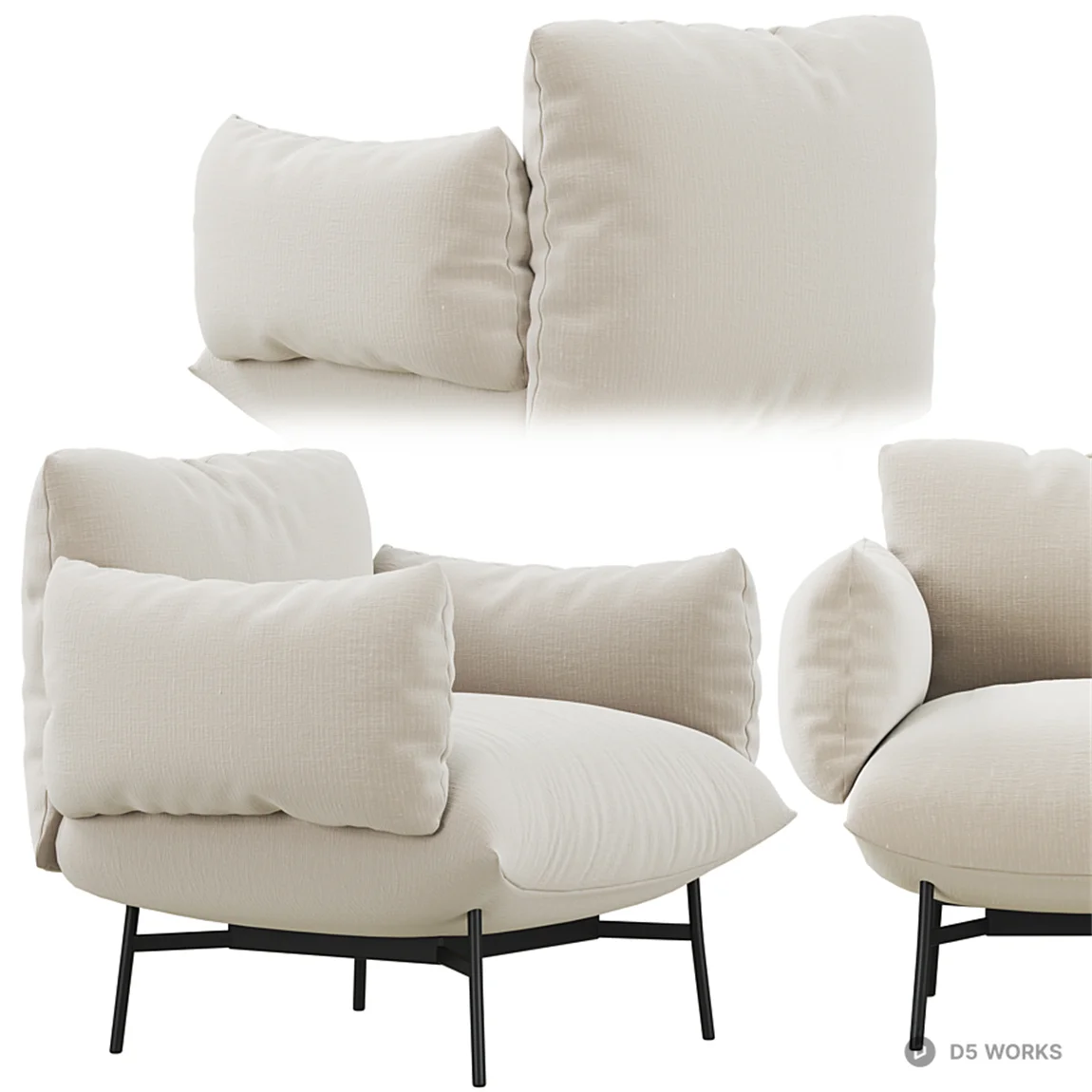 Minimalist Upholstered Single Sofa 3d model thumbnail 3