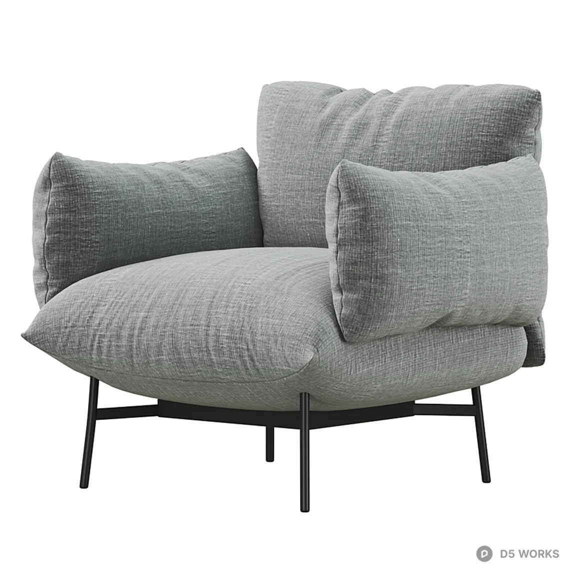 Minimalist Upholstered Single Sofa 3d model thumbnail 2