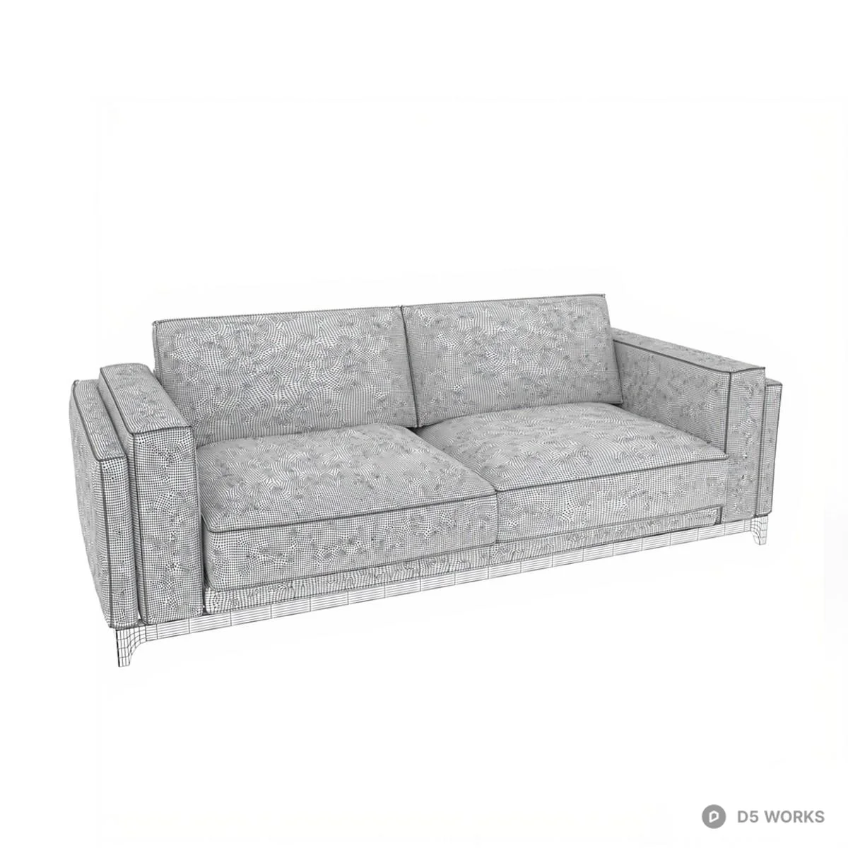 Olive Green Velvet Three-Seater Sofa 3d model thumbnail 3