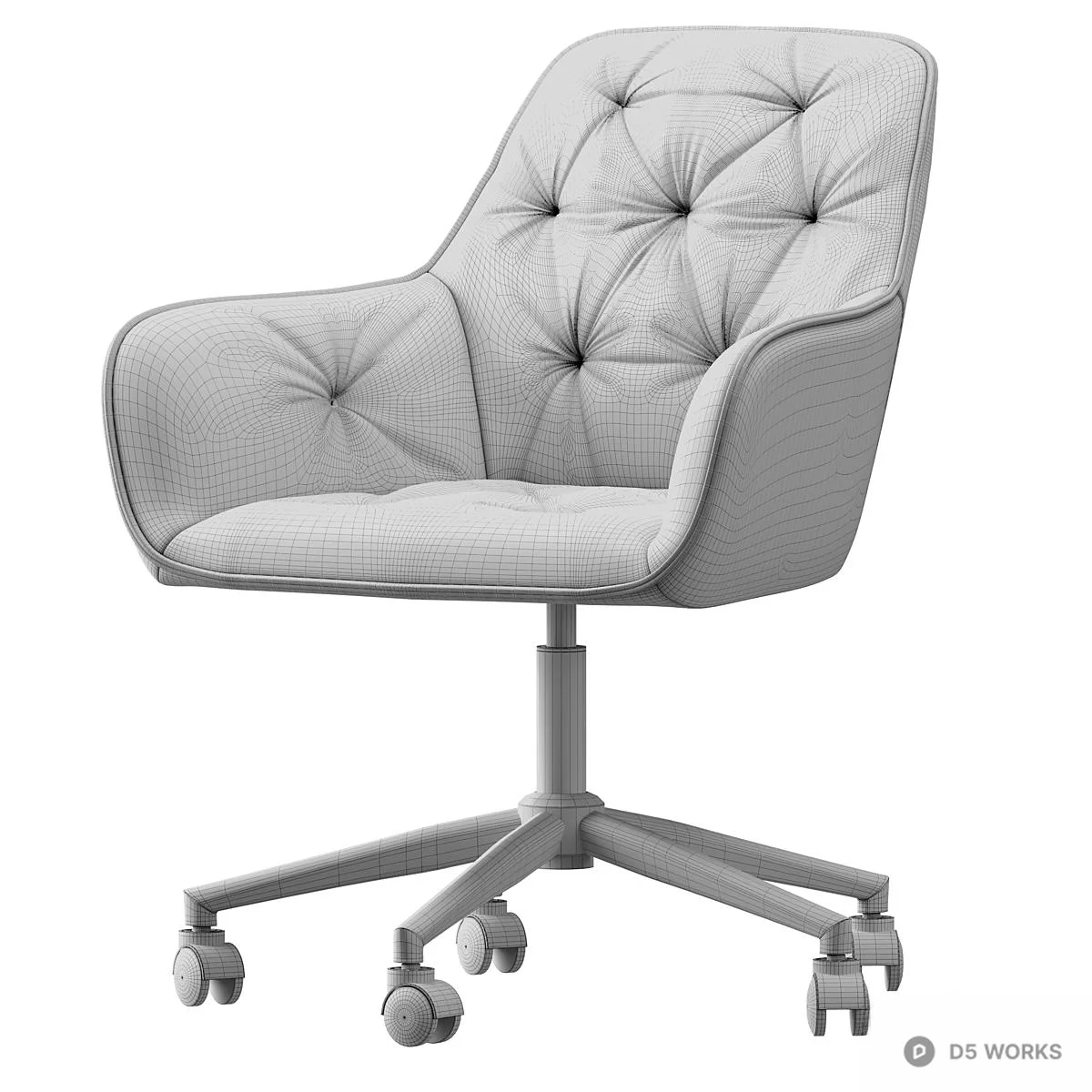 Tufted Velvet Office Chair 3d model thumbnail 2