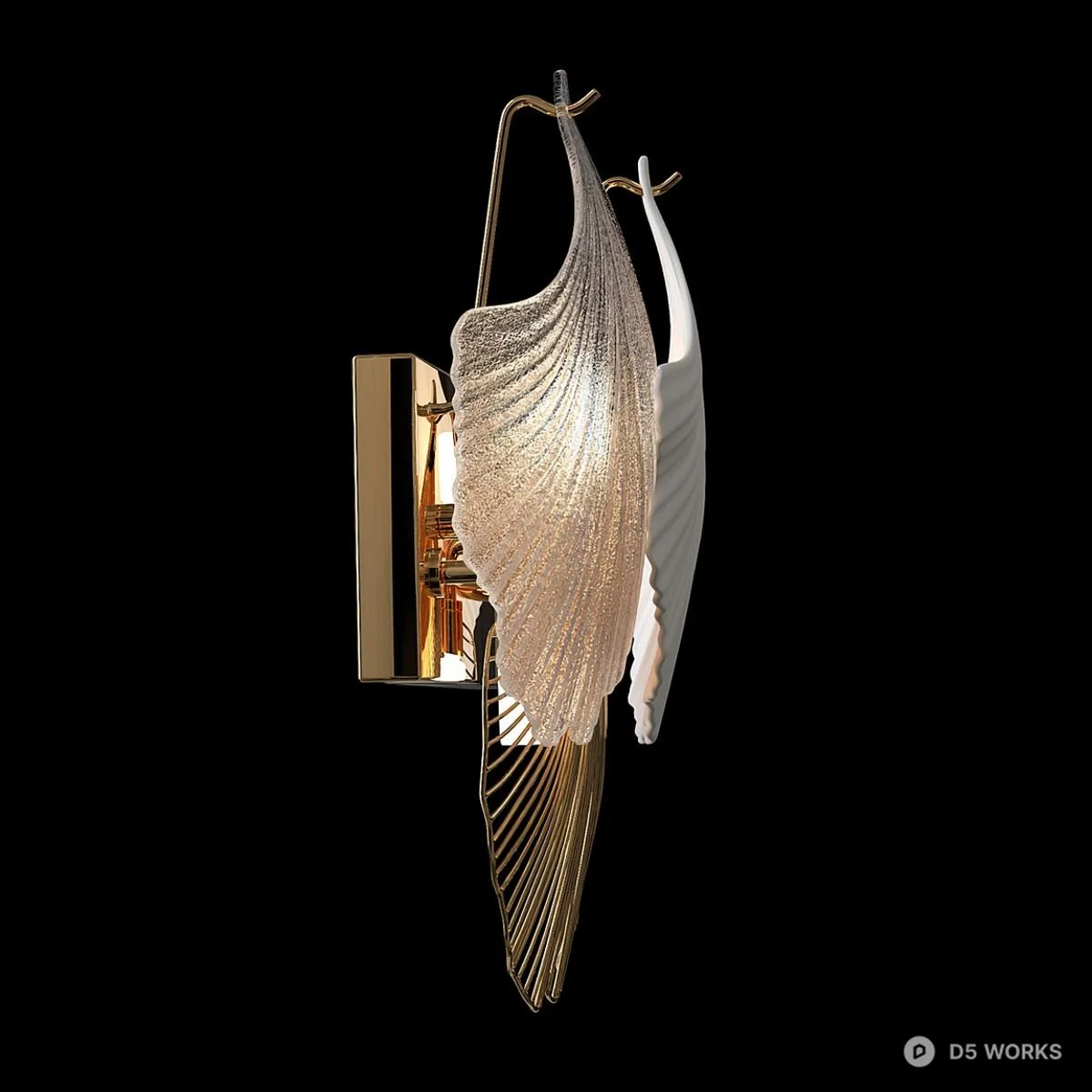 Ginkgo Leaf Shaped Wall Lamp 3d model thumbnail 2