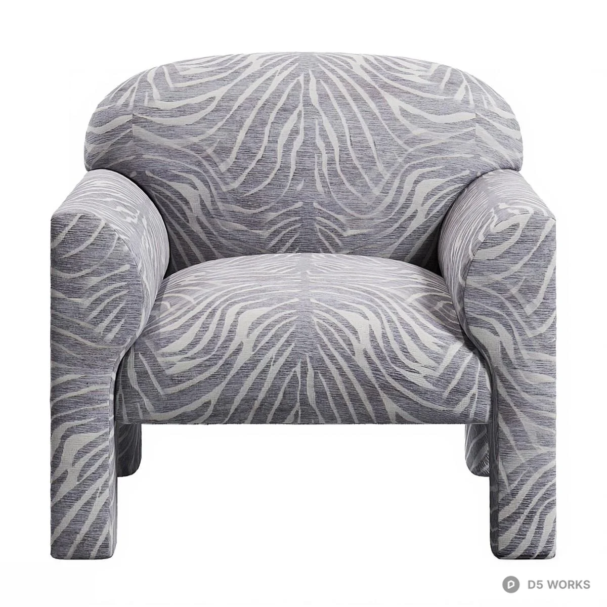 Zebra Print Upholstered Lounge Chair 3d model thumbnail 2